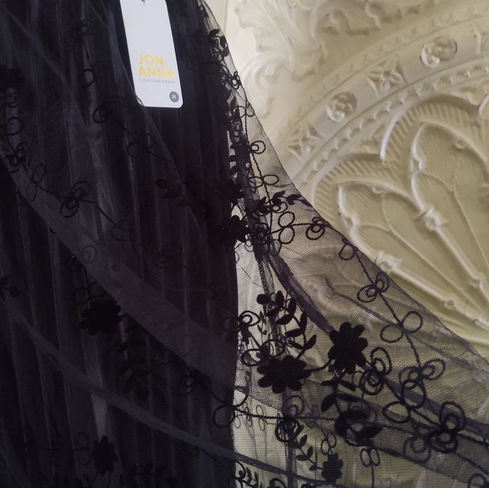 NWt Black Flocked◾LaCe Tulle Midi-Skirt by Jon & Anna~ Size: MED